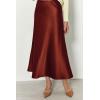 imagePRETTYGARDEN Womens Summer Midi Satin Skirt Dressy Casual High Waisted A Line Flowy Ruffle Elegant Party SkirtsBrown