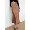 imagePRETTYGARDEN Womens Summer Midi Satin Skirt Dressy Casual High Waisted A Line Flowy Ruffle Elegant Party SkirtsCoffee