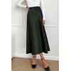 imagePRETTYGARDEN Womens Summer Midi Satin Skirt Dressy Casual High Waisted A Line Flowy Ruffle Elegant Party SkirtsDark Army Green