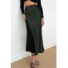 imagePRETTYGARDEN Womens Summer Midi Satin Skirt Dressy Casual High Waisted A Line Flowy Ruffle Elegant Party SkirtsDark Army Green