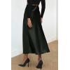 imagePRETTYGARDEN Womens Summer Midi Satin Skirt Dressy Casual High Waisted A Line Flowy Ruffle Elegant Party SkirtsDark Army Green