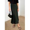 imagePRETTYGARDEN Womens Summer Midi Satin Skirt Dressy Casual High Waisted A Line Flowy Ruffle Elegant Party SkirtsDark Army Green