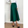 imagePRETTYGARDEN Womens Summer Midi Satin Skirt Dressy Casual High Waisted A Line Flowy Ruffle Elegant Party SkirtsDark Green