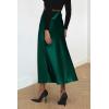 imagePRETTYGARDEN Womens Summer Midi Satin Skirt Dressy Casual High Waisted A Line Flowy Ruffle Elegant Party SkirtsDark Green