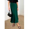 imagePRETTYGARDEN Womens Summer Midi Satin Skirt Dressy Casual High Waisted A Line Flowy Ruffle Elegant Party SkirtsDark Green