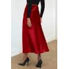 imagePRETTYGARDEN Womens Summer Midi Satin Skirt Dressy Casual High Waisted A Line Flowy Ruffle Elegant Party SkirtsDark Red