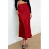 imagePRETTYGARDEN Womens Summer Midi Satin Skirt Dressy Casual High Waisted A Line Flowy Ruffle Elegant Party SkirtsDark Red