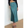 imagePRETTYGARDEN Womens Summer Midi Satin Skirt Dressy Casual High Waisted A Line Flowy Ruffle Elegant Party SkirtsLake Blue