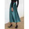 imagePRETTYGARDEN Womens Summer Midi Satin Skirt Dressy Casual High Waisted A Line Flowy Ruffle Elegant Party SkirtsLake Blue