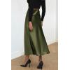 imagePRETTYGARDEN Womens Summer Midi Satin Skirt Dressy Casual High Waisted A Line Flowy Ruffle Elegant Party SkirtsLight Army Green