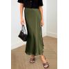 imagePRETTYGARDEN Womens Summer Midi Satin Skirt Dressy Casual High Waisted A Line Flowy Ruffle Elegant Party SkirtsLight Army Green