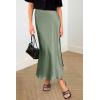 imagePRETTYGARDEN Womens Summer Midi Satin Skirt Dressy Casual High Waisted A Line Flowy Ruffle Elegant Party SkirtsLight Green