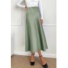 imagePRETTYGARDEN Womens Summer Midi Satin Skirt Dressy Casual High Waisted A Line Flowy Ruffle Elegant Party SkirtsLight Green