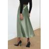 imagePRETTYGARDEN Womens Summer Midi Satin Skirt Dressy Casual High Waisted A Line Flowy Ruffle Elegant Party SkirtsLight Green
