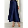 imagePRETTYGARDEN Womens Summer Midi Satin Skirt Dressy Casual High Waisted A Line Flowy Ruffle Elegant Party SkirtsNavy