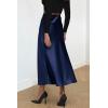 imagePRETTYGARDEN Womens Summer Midi Satin Skirt Dressy Casual High Waisted A Line Flowy Ruffle Elegant Party SkirtsNavy