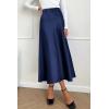 imagePRETTYGARDEN Womens Summer Midi Satin Skirt Dressy Casual High Waisted A Line Flowy Ruffle Elegant Party SkirtsNavy