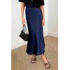 imagePRETTYGARDEN Womens Summer Midi Satin Skirt Dressy Casual High Waisted A Line Flowy Ruffle Elegant Party SkirtsNavy