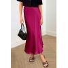 imagePRETTYGARDEN Womens Summer Midi Satin Skirt Dressy Casual High Waisted A Line Flowy Ruffle Elegant Party SkirtsRose Red