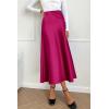 imagePRETTYGARDEN Womens Summer Midi Satin Skirt Dressy Casual High Waisted A Line Flowy Ruffle Elegant Party SkirtsRose Red