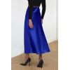 imagePRETTYGARDEN Womens Summer Midi Satin Skirt Dressy Casual High Waisted A Line Flowy Ruffle Elegant Party SkirtsRoyal Blue
