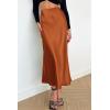 imagePRETTYGARDEN Womens Summer Midi Satin Skirt Dressy Casual High Waisted A Line Flowy Ruffle Elegant Party SkirtsRust Red