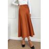 imagePRETTYGARDEN Womens Summer Midi Satin Skirt Dressy Casual High Waisted A Line Flowy Ruffle Elegant Party SkirtsRust Red