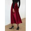 imagePRETTYGARDEN Womens Summer Midi Satin Skirt Dressy Casual High Waisted A Line Flowy Ruffle Elegant Party SkirtsWine Red