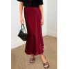 imagePRETTYGARDEN Womens Summer Midi Satin Skirt Dressy Casual High Waisted A Line Flowy Ruffle Elegant Party SkirtsWine Red
