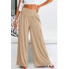 imagePRETTYGARDEN Womens Summer Wide Leg Trouser Pants Casual High Waisted Flowy Palazzo Lounge Pant with PocketsApricot