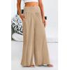 imagePRETTYGARDEN Womens Summer Wide Leg Trouser Pants Casual High Waisted Flowy Palazzo Lounge Pant with PocketsApricot