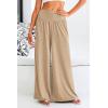 imagePRETTYGARDEN Womens Summer Wide Leg Trouser Pants Casual High Waisted Flowy Palazzo Lounge Pant with PocketsApricot