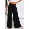 imagePRETTYGARDEN Womens Summer Wide Leg Trouser Pants Casual High Waisted Flowy Palazzo Lounge Pant with PocketsBlack
