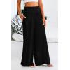 imagePRETTYGARDEN Womens Summer Wide Leg Trouser Pants Casual High Waisted Flowy Palazzo Lounge Pant with PocketsBlack