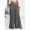 imagePRETTYGARDEN Womens Summer Wide Leg Trouser Pants Casual High Waisted Flowy Palazzo Lounge Pant with PocketsDark Grey