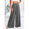 imagePRETTYGARDEN Womens Summer Wide Leg Trouser Pants Casual High Waisted Flowy Palazzo Lounge Pant with PocketsDark Grey