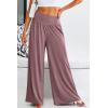 imagePRETTYGARDEN Womens Summer Wide Leg Trouser Pants Casual High Waisted Flowy Palazzo Lounge Pant with PocketsDark Red