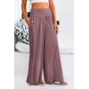 imagePRETTYGARDEN Womens Summer Wide Leg Trouser Pants Casual High Waisted Flowy Palazzo Lounge Pant with PocketsDark Red