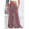 imagePRETTYGARDEN Womens Summer Wide Leg Trouser Pants Casual High Waisted Flowy Palazzo Lounge Pant with PocketsDark Red
