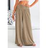 imagePRETTYGARDEN Womens Summer Wide Leg Trouser Pants Casual High Waisted Flowy Palazzo Lounge Pant with PocketsLight Brown