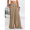 imagePRETTYGARDEN Womens Summer Wide Leg Trouser Pants Casual High Waisted Flowy Palazzo Lounge Pant with PocketsLight Brown