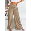imagePRETTYGARDEN Womens Summer Wide Leg Trouser Pants Casual High Waisted Flowy Palazzo Lounge Pant with PocketsLight Brown