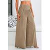 imagePRETTYGARDEN Womens Summer Wide Leg Trouser Pants Casual High Waisted Flowy Palazzo Lounge Pant with PocketsLight Brown