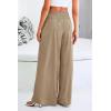imagePRETTYGARDEN Womens Summer Wide Leg Trouser Pants Casual High Waisted Flowy Palazzo Lounge Pant with PocketsLight Brown