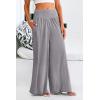 imagePRETTYGARDEN Womens Summer Wide Leg Trouser Pants Casual High Waisted Flowy Palazzo Lounge Pant with PocketsLight Grey