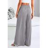 imagePRETTYGARDEN Womens Summer Wide Leg Trouser Pants Casual High Waisted Flowy Palazzo Lounge Pant with PocketsLight Grey