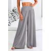 imagePRETTYGARDEN Womens Summer Wide Leg Trouser Pants Casual High Waisted Flowy Palazzo Lounge Pant with PocketsLight Grey