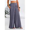 imagePRETTYGARDEN Womens Summer Wide Leg Trouser Pants Casual High Waisted Flowy Palazzo Lounge Pant with PocketsNavy
