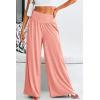 imagePRETTYGARDEN Womens Summer Wide Leg Trouser Pants Casual High Waisted Flowy Palazzo Lounge Pant with PocketsPeach Pink