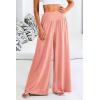 imagePRETTYGARDEN Womens Summer Wide Leg Trouser Pants Casual High Waisted Flowy Palazzo Lounge Pant with PocketsPeach Pink
